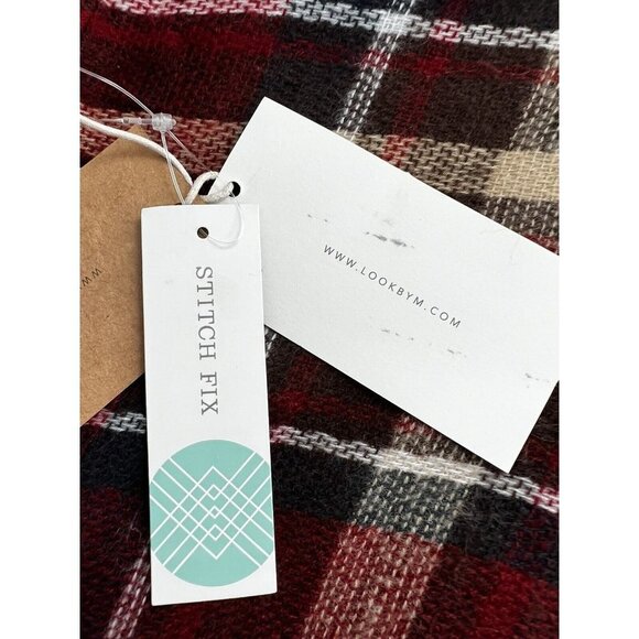 Stitch Fix LOOK Fall  Infinity Scarf Maroon Plaid Weave NEW With Tags Soft - Picture 4 of 7